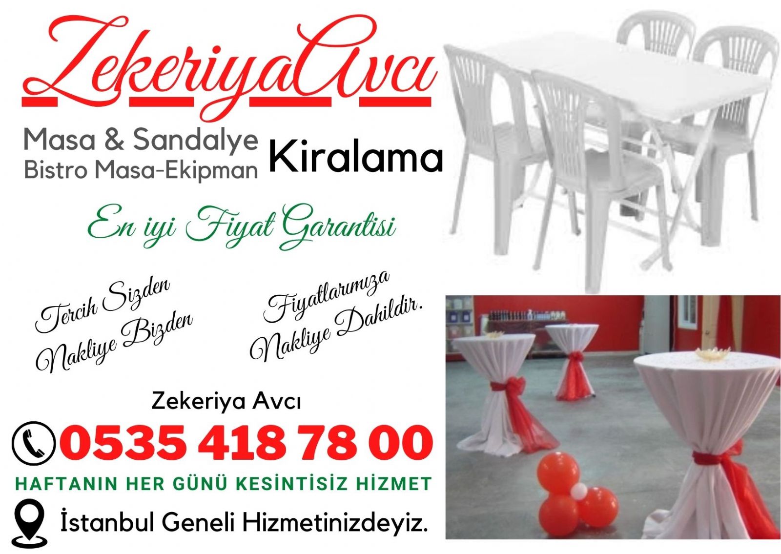 Yavuztürk Masa Sandalye Kiralama